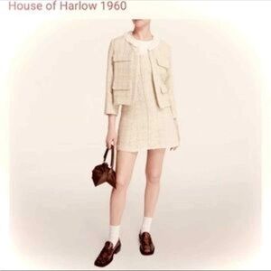 House of Harlow 1960 Cream Tweed Sleeveless MINI Dress XS